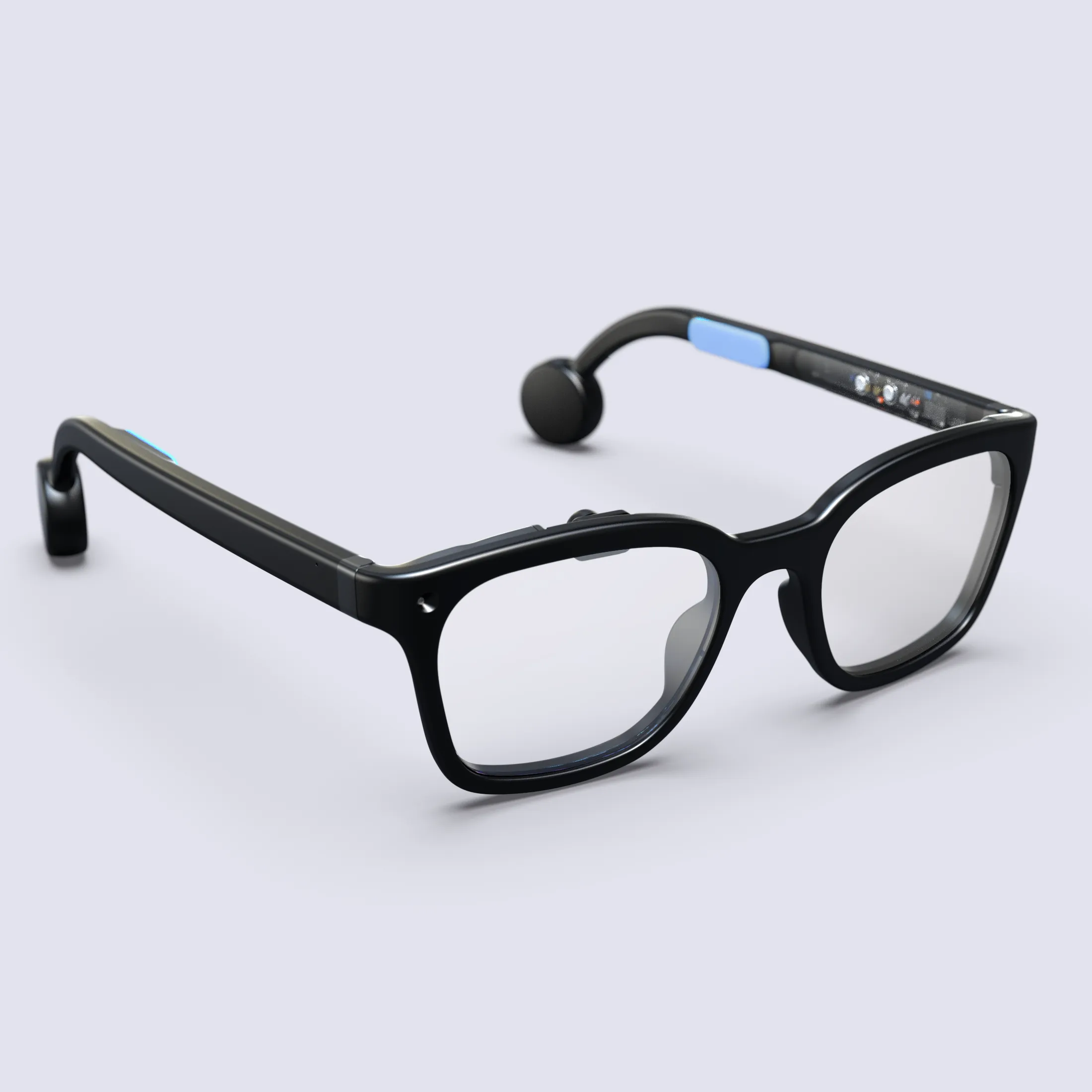 Brilliant Labs Halo open-source smart glasses with on-device AI processor and bone-conduction audio. Press image courtesy Brilliant Labs.